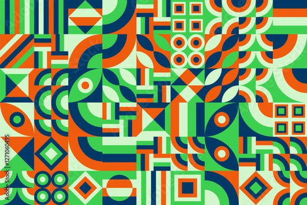Fototapeta Bauhaus pattern, Geometric shape. Geometric mosaic. Scandinavian. Geometric mosaic print. retro wallpaper. Vector illustration