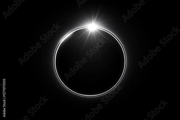 Obraz Circular white eclipse overlay effect with lens flare on a black background