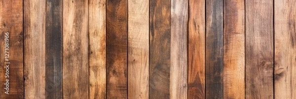 Fototapeta Rustic Wooden Planks Background - High-resolution of various shades of brown rustic wooden planks, ideal for backgrounds and textures