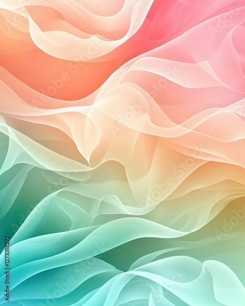 Fototapeta Green Pink Background Pastel Subtle Abstract wavy texture in pastel shades, ideal for backgrounds or creative designs.
