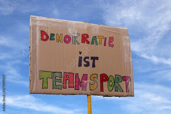 Obraz demokratie ist teamsport demo schild