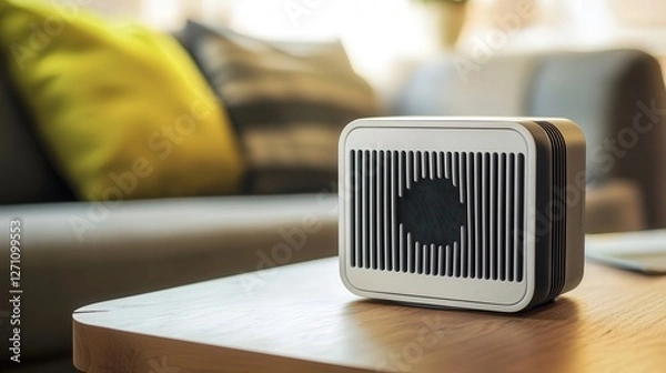 Obraz portable air purifier with a compact design, high-efficiency filters, and a quiet motor for clean air on the go.