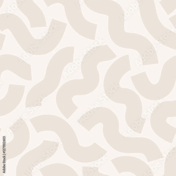 Obraz Black geometric lines seamless pattern. Wavy squiggle shapes texture background