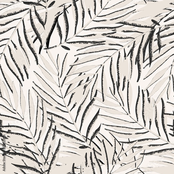 Obraz Grunge textured palm leaves seamless pattern. Abstract tropical jungle background