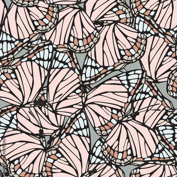 Obraz Beautiful butterfly wings seamless pattern. Gorgeous exotic insect background