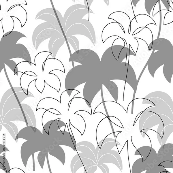 Obraz Abstract tropical background with coconut palm tree continuous art, silhouette
