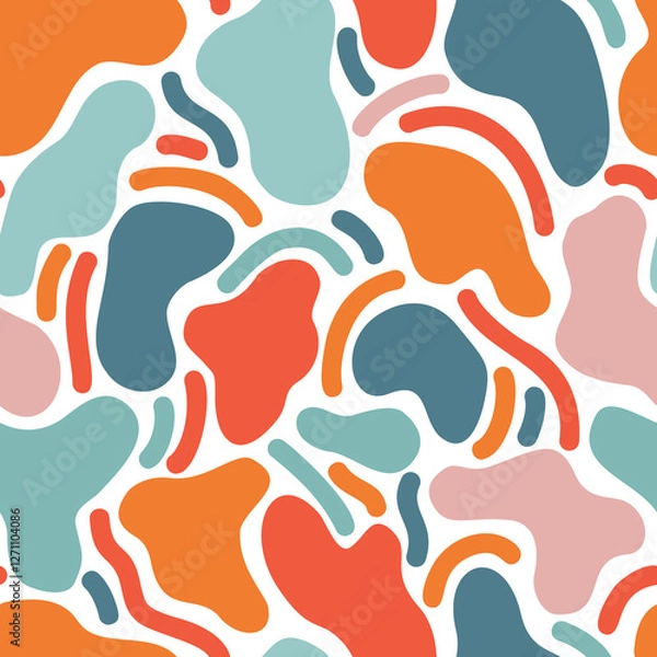 Obraz Comic geometric texture background. Organic shape, lines seamless pattern.