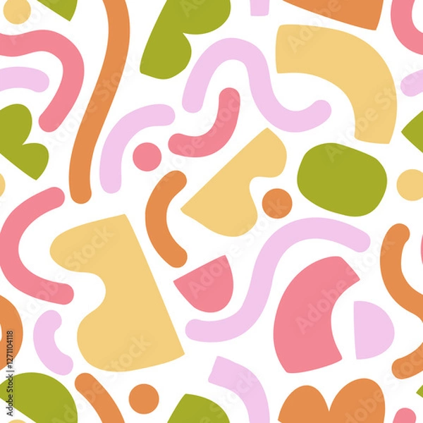 Obraz Geometric shape, lines, dots seamless pattern.