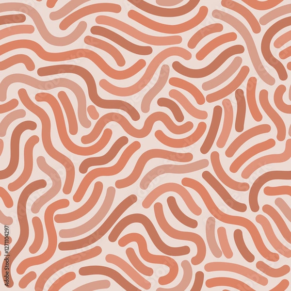 Fototapeta Comic wavy squiggle texture background. Curved waved stripes, lines seamless pattern.