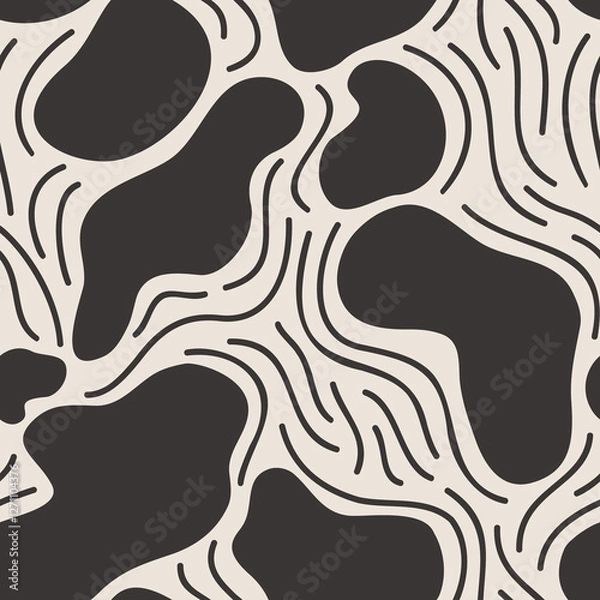 Obraz Comic geometric texture background. Organic shape, lines seamless pattern.