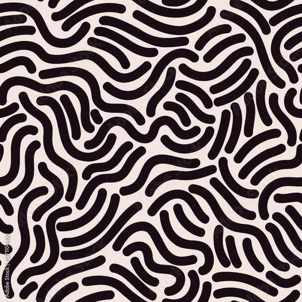 Obraz Comic wavy squiggle texture background. Curved waved stripes, lines seamless pattern.