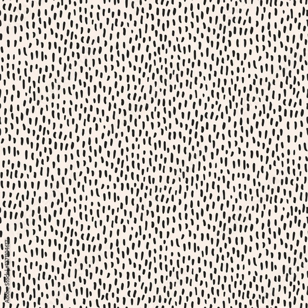 Fototapeta Black paint brush strokes seamless pattern. Wavy squiggle texture background