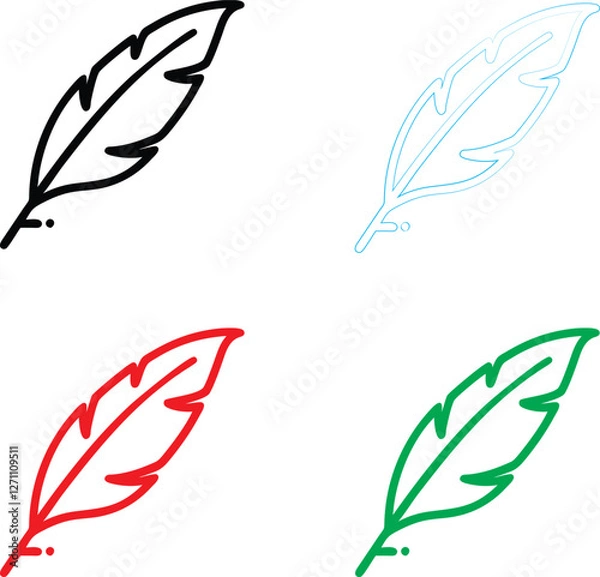 Fototapeta Decorative bows, simple line drawings, minimalist design, flat color illustrations, ribbon shapes, festive accents, gift wrapping elements, stylized bows, black red green blue outlines, clean graphic 