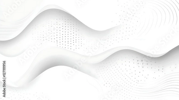 Fototapeta Abstract White Wave Design With Grey Dots And Lines