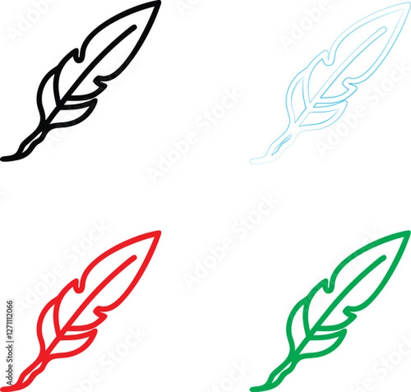 Fototapeta Decorative bows, simple line drawings, minimalist design, flat color illustrations, ribbon shapes, festive accents, gift wrapping elements, stylized bows, black red green blue outlines, clean graphic 