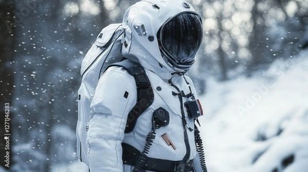 Obraz futuristic suit that protects people from extreme climates.
