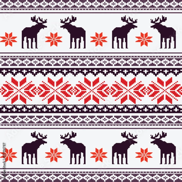 Obraz Scandinavian style seamless  pattern with deers. EPS 8