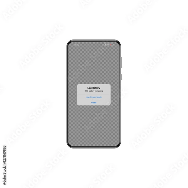Obraz Smartphone mockup with low battery.