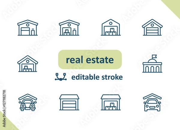 Fototapeta Real estate icons. House, buildings, home vector icon set