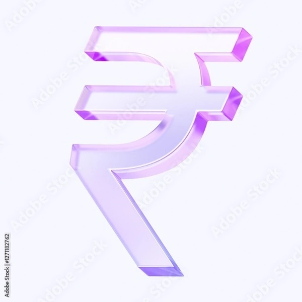 Obraz india rupee currency icon with colorful gradient. 3d rendering illustration for graphic design, ui ux design, presentation or background. shape with glass effect	