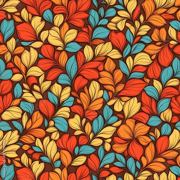 Fototapeta Colorful Autumn Leaves Pattern Design Graphic Abstract Background for Creative Projects and Textiles