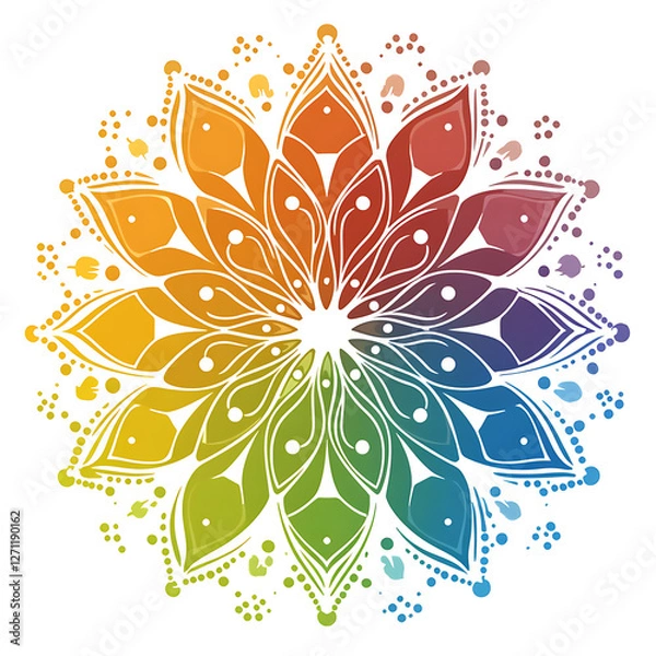 Fototapeta Colorful Circular Mandala Art Design with Floral Elements and Gradient Pattern Radiating in Harmony