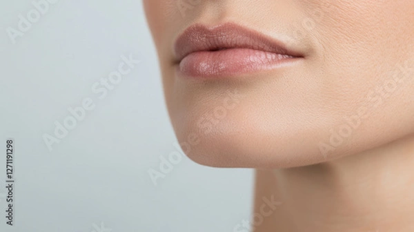 Fototapeta Close-up of a woman's lips with smooth and hydrated skin