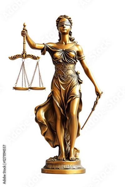 Fototapeta Statue of justice on the white background