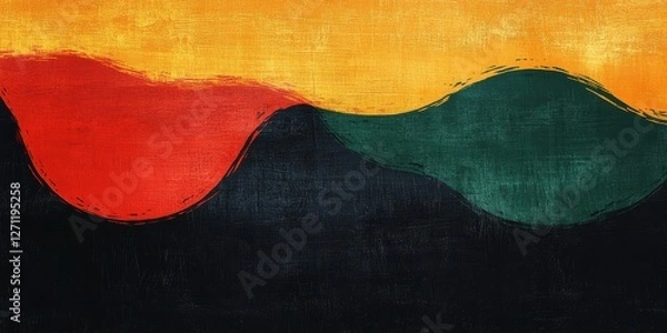 Fototapeta Abstract minimalistic African Background Art Red, Yellow, Green, and Black