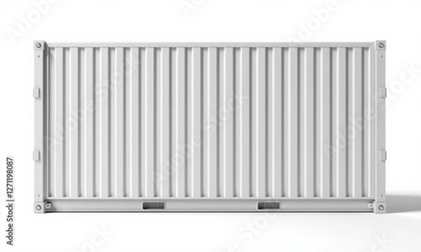 Fototapeta realistic mockup of cargo container with clean, white design, showcasing its ribbed texture and structural details, ideal for shipping and storage concepts