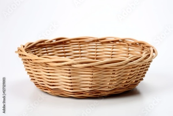 Fototapeta White background with an empty wicker basket