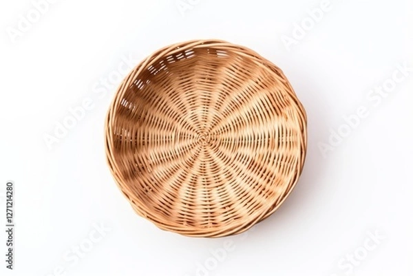 Fototapeta Wicker basket empty on white background viewed from above