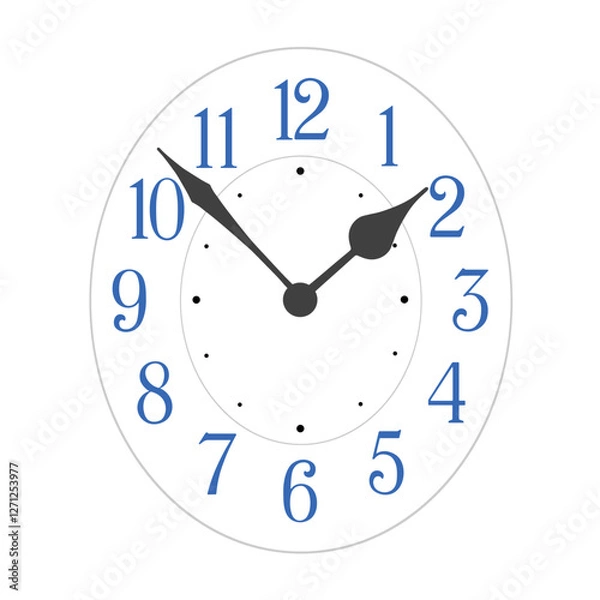 Obraz Vector elegant black oval clock dial placed on white background