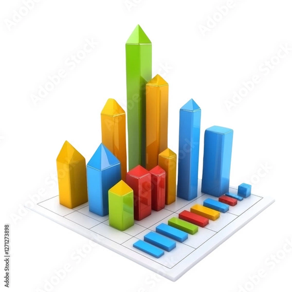 Obraz 3D bar graph with colorful bars representing data visualization