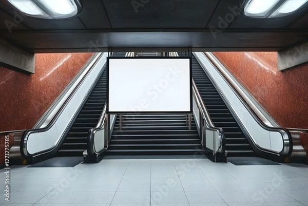 Obraz Clean White Blank Billboard Mock-Up in Subway: A Prime Advertising Canvas