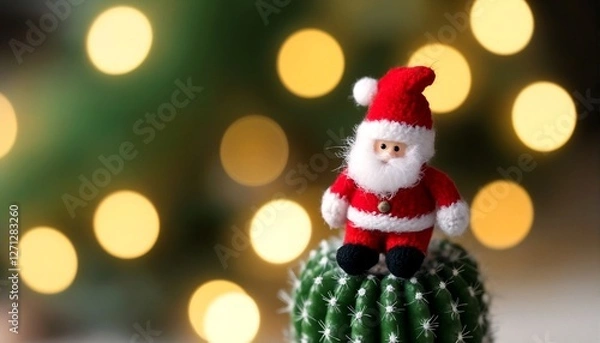 Fototapeta Christmas tree with santa claus on top.