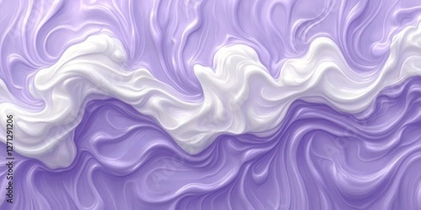 Fototapeta Abstract Wavy Swirls Textured Background of Lavender and White Cream in Swirling Pattern