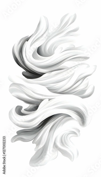 Fototapeta Abstract swirling white shapes, design element, white background, graphic design