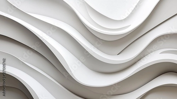 Fototapeta Creative Waves of White Art in Modern Design