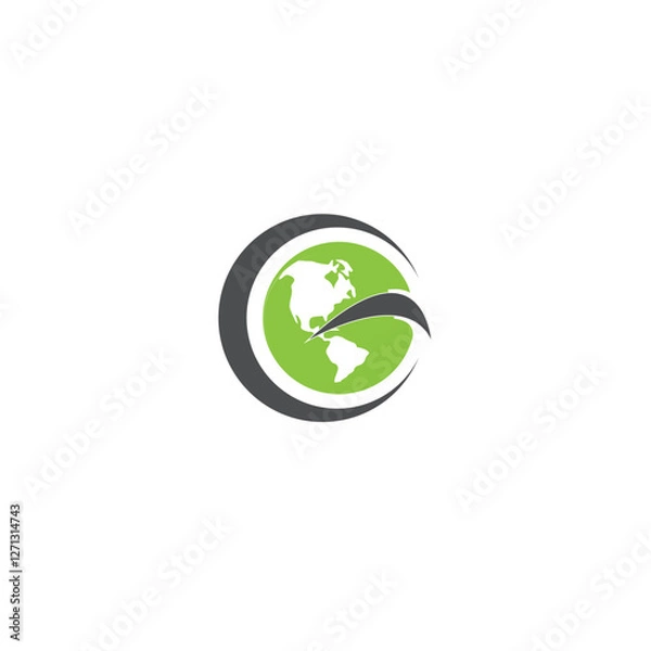 Obraz Globe green leaves logo design