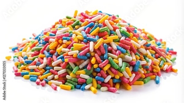 Fototapeta Colorful Sprinkles Pile on White Background