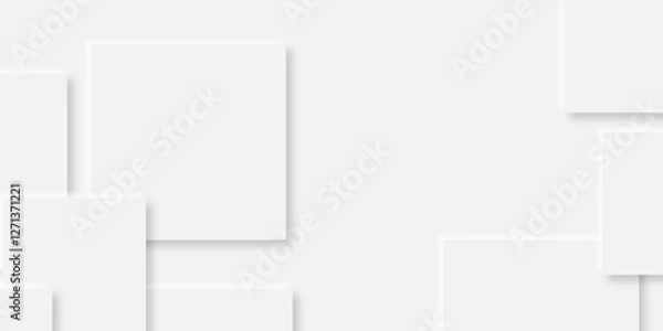 Obraz Abstract gray rectangle shape geometric line background. abstract seamless modern white and gray color technology concept geometric rectangle vector background neomorphism style poster, banner design.