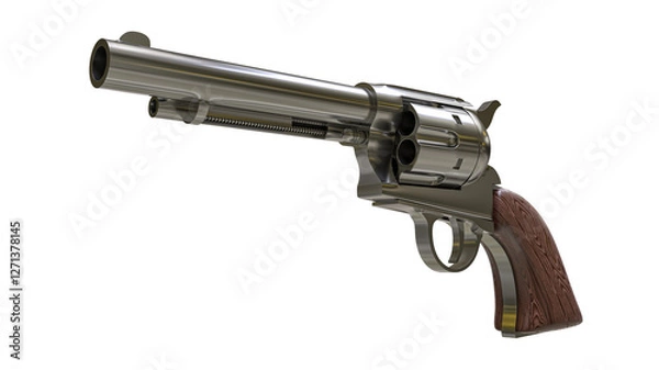 Fototapeta 3D render of the revolver. 3D Illustration of revolver isolated on transparent background. PNG