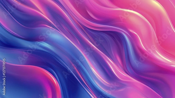 Fototapeta Abstract gradient background with soft liquid textures in vibrant pink and blue hues, creating fluid and dynamic visual experience