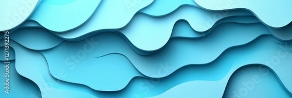 Fototapeta Pastel Aqua Texture Pattern, Delicate Gentle Wave Shape, Minimalist Background, Elegant Design