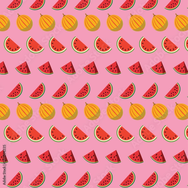 Fototapeta Playful Watermelon Pattern on Pink Background with Summer Vibes