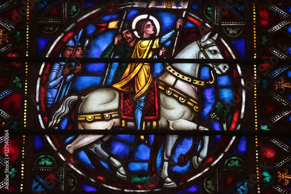 Fototapeta Jeanne d'Arc. Stained glass window. St. Bartholomew's Episcopal Church.