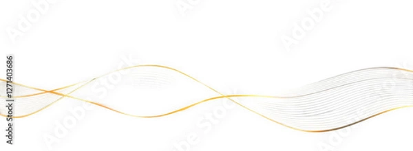 Obraz Abstract golden waves on black png background. 