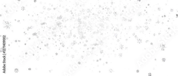 Obraz Realistic vector falling snow fall overlay. Shining snowflakes background for Christmas banner of winter collection decoration isolated on transparent. Stock vector