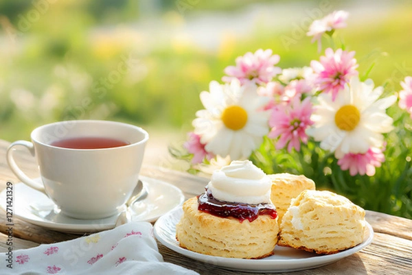 Obraz  scones with cream rustic